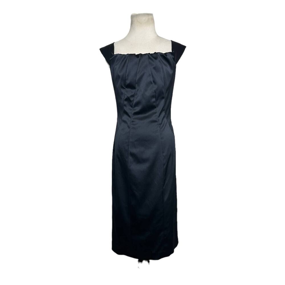 Eliza J black satin sleeveless sheath cocktail dress size 4